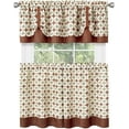 thumbnail image 1 of 3-Piece Window Kitchen Curtain Set with Double Layer Plaid Gingham Fabric, Tier Pair Panels and Cuff Tab Top Valance, Farmhouse Decor, Burgundy, 24" Panel Length, 1 of 6