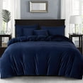 thumbnail image 1 of 3 Piece Winter Warm Navy blue Comforter Cover Crystal Flannel Bedding Sets Velvet Queen Duvet Cover Set, 1 of 3
