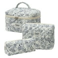 3Piece Women's Cosmetic Bags Set Cute Floral Makeup Bag Organizer