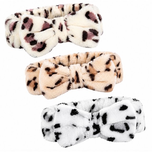 3 Piece Microfiber Towel Headband Set, Bowtie Spa and Makeup Headbands for Skincare, TIKA