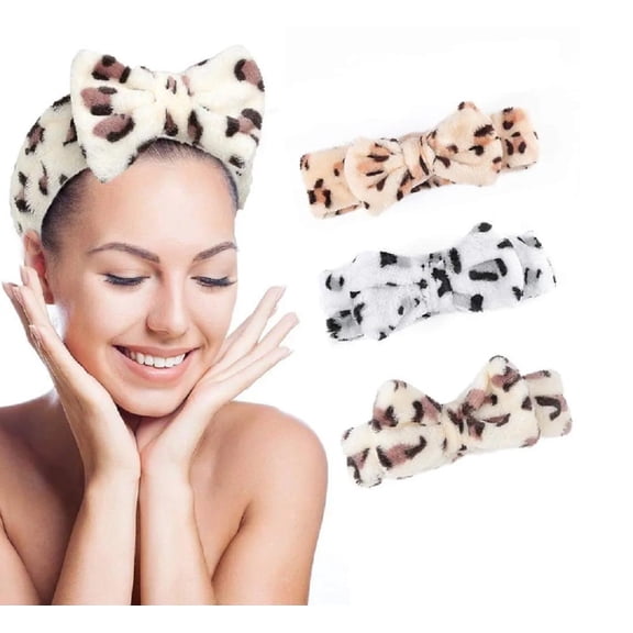 3 Piece Microfiber Towel Headband Set, Bowtie Spa and Makeup Headbands for Skincare, TIKA
