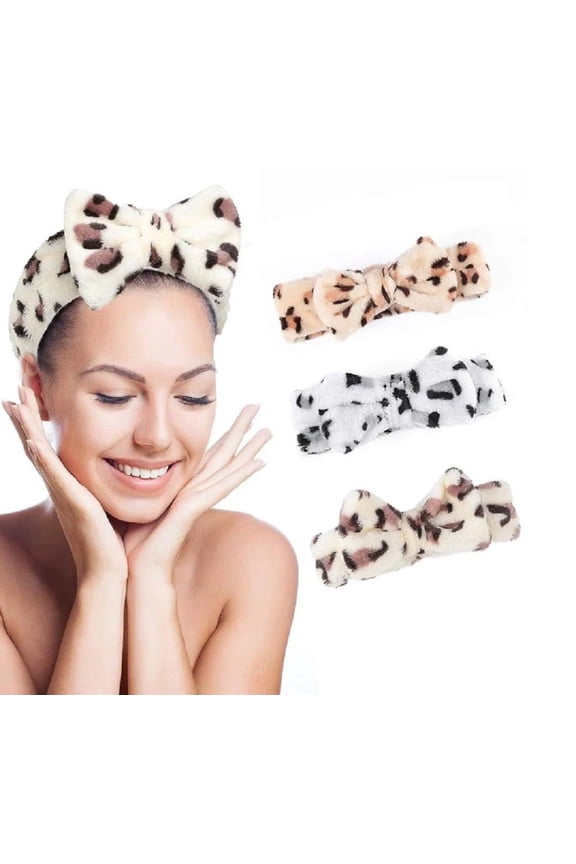 3 Piece Microfiber Towel Headband Set, Bowtie Spa and Makeup Headbands for Skincare, TIKA