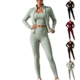 thumbnail image 1 of 3-Piece Women’s Workout Set Zip Jacket, Strappy Tank & High-Waist Pocket Leggings Stretchy Outfit, 1 of 7