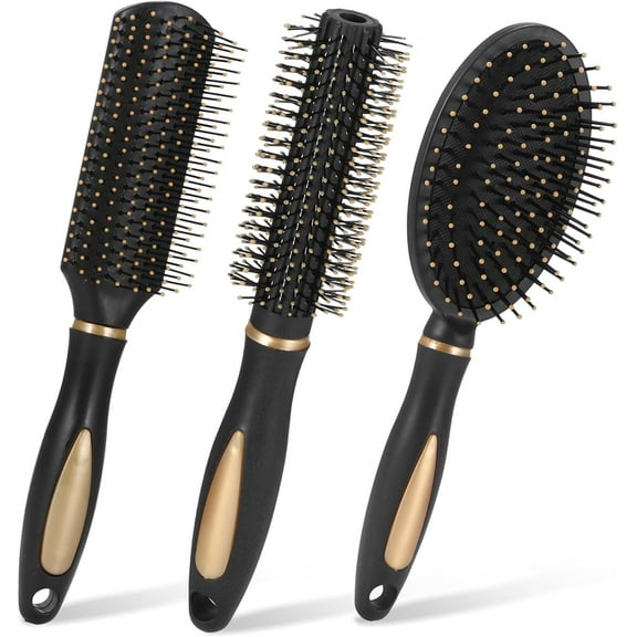 3-Piece WomenS Hairbrush Set, Round Hairbrush, Wet Hairbrush, Flat Brush, Home Hairdressing Tools, Hairdressing Tools For Creating And Smoothing Curly Or Wavy Hair