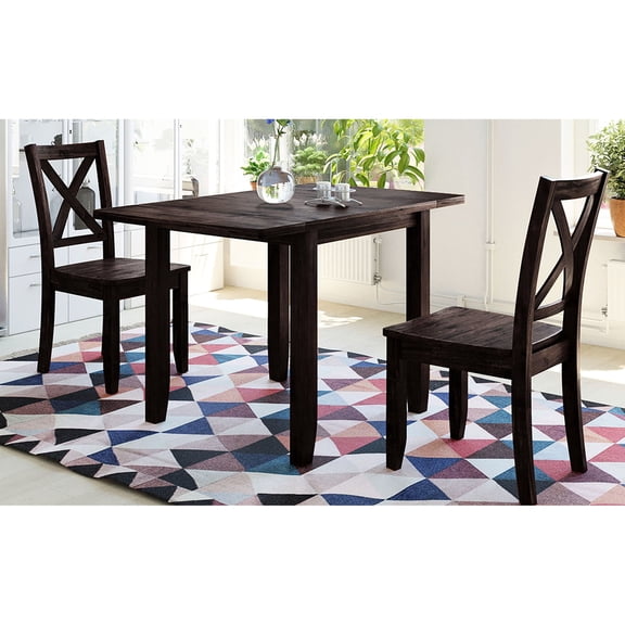 3-Piece Wood Dining Solution - Adjustable Drop Leaf Design - Dining Room in Small Places - Easy to Set Up