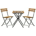 3Piece Wood Patio Bistro Set with Small Table and Folding Chairs for