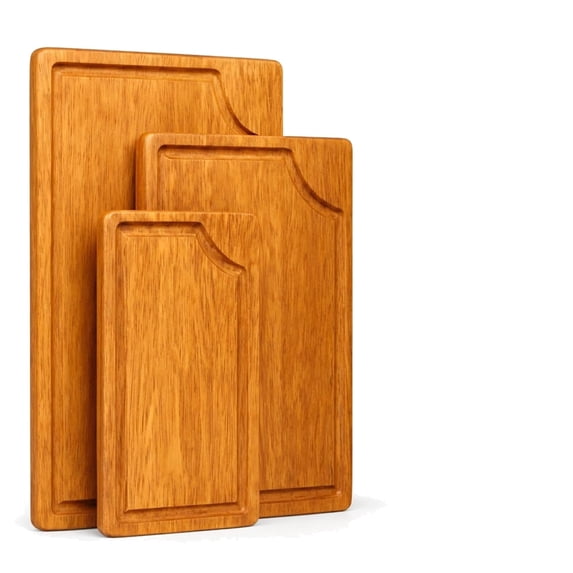 3-Piece Wooden Cutting Board Set with Juice Grooves, Mango Wood Chopping Boards for Kitchen Prep and Charcuterie Serving, Eco Friendly Multi Size Cutting Boards with Built-in Handles (Natural)