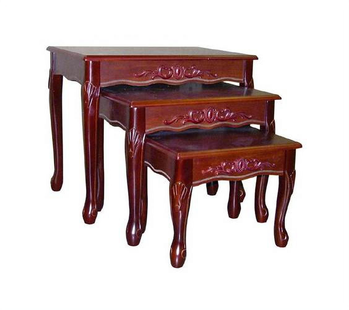 3Piece Wooden Nesting Table Set, Cherry finish