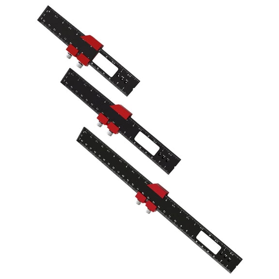 3-Piece Woodworking Ruler Layout Tool With Sliding Block Aluminum Alloy Ruler Fangkenuo