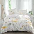 thumbnail image 1 of 3 Piece Yellow Daisy Floral Duvet Cover Set Full Size, Microfiber Comforter/Quilt Cover with Corner Ties and 2 Pillowcases, Spring Rustic Botanical Flowers All Season Soft Bedding with Zipper Closure, 1 of 8