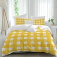 thumbnail image 1 of 3 Piece Yellow Plaid Duvet Cover Set California King,Microfiber Comforter/Quilt Cover with Corner Ties and 2 Pillowcases,Watercolor Grid Checker Gingham Farmhouse Soft Bedding with Zipper Closure, 1 of 8