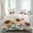 thumbnail image 1 of 3 Piece Yellow Sunflowers Duvet Cover Set Queen Size, Microfiber Comforter/Quilt Cover with Corner Ties and 2 Pillowcases, Floral in Blooms Pastoral Plants All Season Soft Bedding with Zipper Closure, 1 of 8