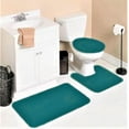 thumbnail image 1 of Elegant set for bathroom non slip bath mat 3pc super soft plush chenille #6 teal green color, 1 of 3
