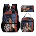 thumbnail image 1 of 3-PieceW-W-E Shawn Michaels Large Capacity Anime Backpack with Lunch Bag & Pen Case | Casual Schoolbag for Travel, Outdoor, Fashion Daypack, 1 of 8