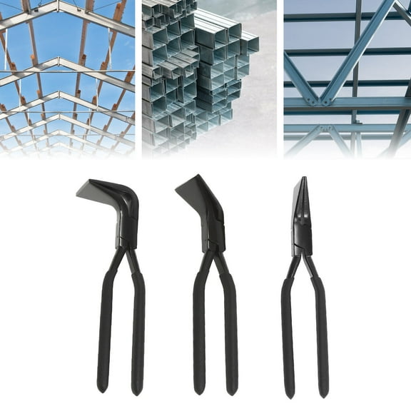3-Pieces 0° 45° 90° Hand Seamers Sheet Metal Bending Pliers Hand Tool Red/ Black - Carbon Steel