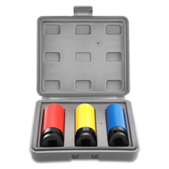 3-Pieces 1/2-Inch Drive Wheel Protector Impact Deep Socket Set - 17mm 19mm 21mm, Cr-V