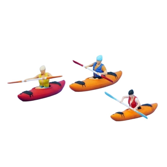 3 Pieces 1:64 Scale Kayak Ship Model Ornament Resin Craft for Sand Table Desktop Display Scene Decoration