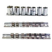 3 Pieces 3/8 inch Drive Heavy Duty Chrome Plated Rail Socket Holder Organizer