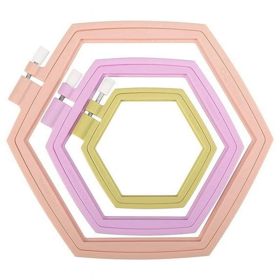 3 Pieces 3 Sizes Hexagon Embroidery Hoops, Plastic Embroidery Frames