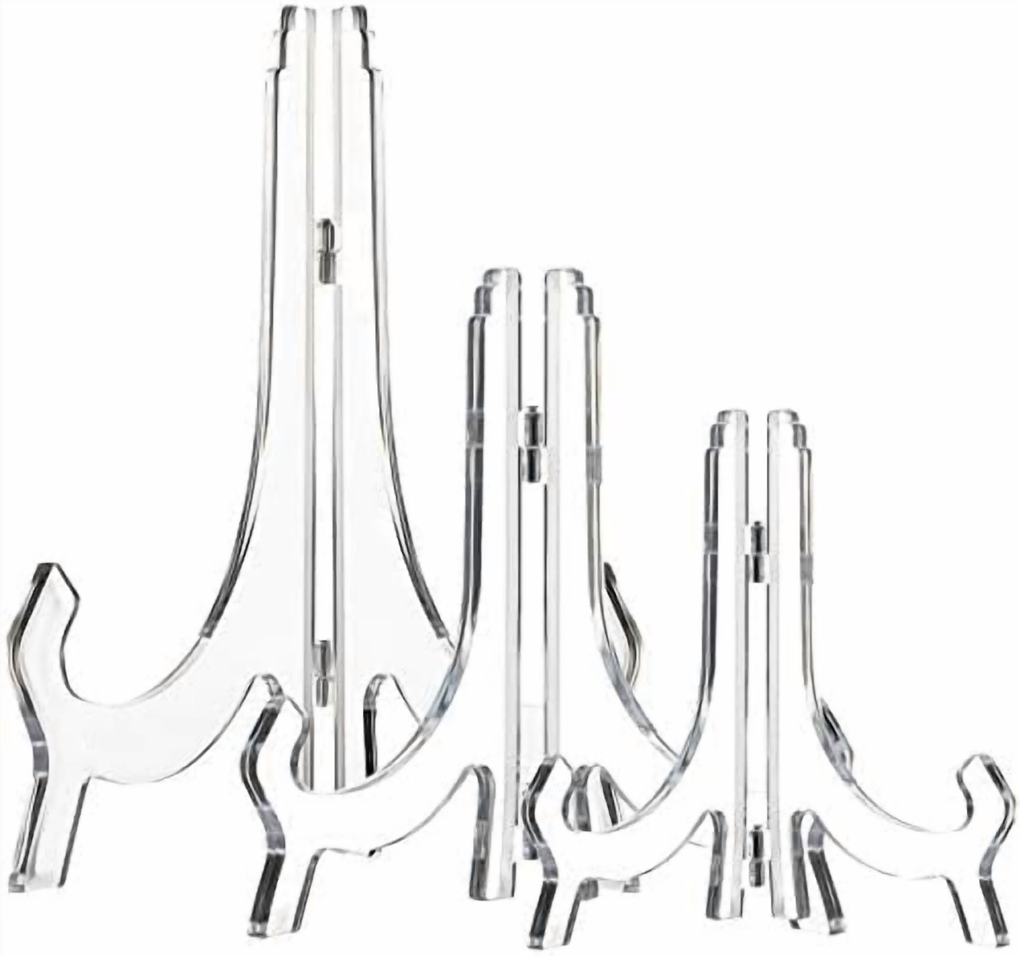 3 Pieces 4.5/7/9.8 Inch Clear Acrylic Easels Display Stands Plate Stands Holders to Display Pictures or Other Items for Weddings, Birthdays, Home Decoration, Tables