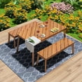thumbnail image 1 of Segmart 3Piece Dining Set,Acacia Wood Furnitureset with 2 Benches & Picnic Beer Table, Outdoor & Indoor Furniture for Patio, Garden, Poolside, 1 of 6