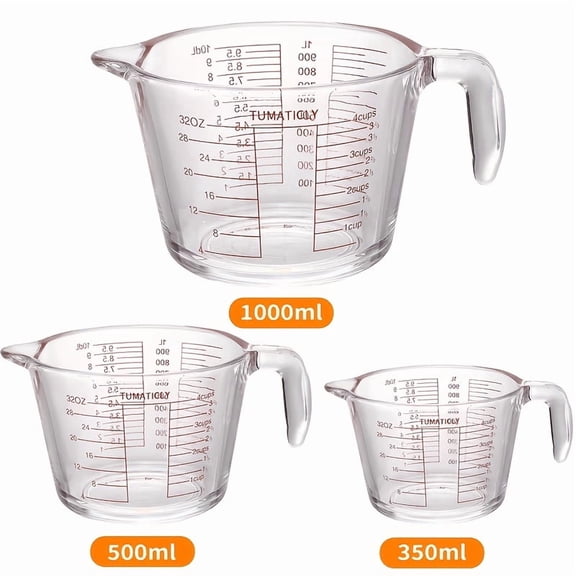 3 Pieces 500ml Glass Measuring Cups, High Temperature Resistant With Scale and Handle, Microwave Safe Clear Glass Jug, Perfect for Baking, Cooking, Kitchen Use and Holiday Bakery Supplies