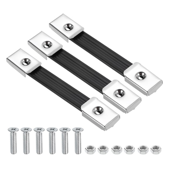 3 Pieces 6.3 Inches Speaker Cabinet Strap Handles, Handle Pull Metal Caps Buckle Grasp Strap Hardware for Speaker Flight Case, Silver