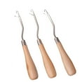 thumbnail image 1 of 3 Pieces 6.5 Inch Wooden Bent Crochet Hooks, Wooden Handle Crochet Needle Hook Knitting Tool for Braided Hair, Multifunctional Knitting Tool for Making Rugs and Art Crafts, 1 of 5