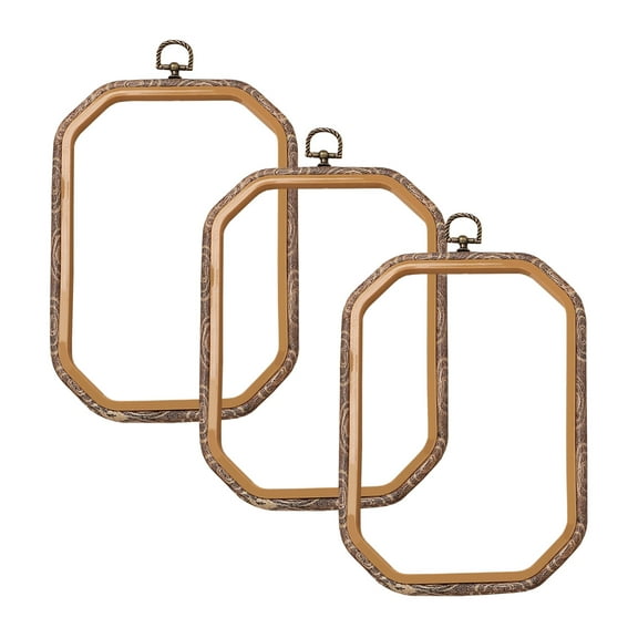 3 Pieces 7 x 10 Inch Rectangle Embroidery Hoop, Imitated Wood Cross Stitch Hoop, Plastic Embroidery Frame for Display Art Craft Sewing Ornaments DIY Decoration Hanging
