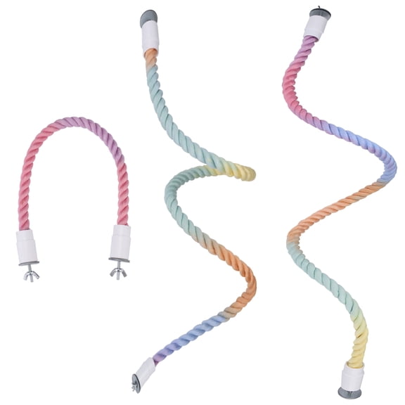 3 Pieces 79''/2 M Bendable Bird Rope Perch Stand, Colorful Climbing Rope Perches for Bird Cages Swing Pole Parrot Parakeet Cockatiel Lovebird Budgie Accessories 1 Short & 2 Long