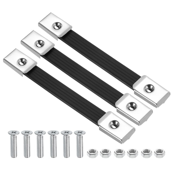 3 Pieces 8 Inches Speaker Cabinet Strap Handles, Handle Pull Metal Caps Buckle Grasp Strap Hardware for Speaker Flight Case, Silver