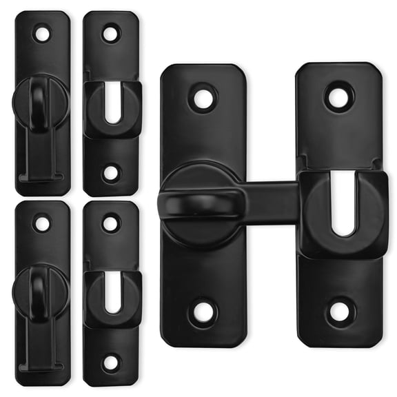 3 Pieces 90/180 Degree Sliding Barn Door Lock with Screws, Aluminium Alloy Door Latch Lock, Enhanced Security Flip Gate Latch Hardware for Wooden Fence Cabinet (Black)