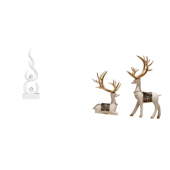 3 Pieces Abstract Art Statue Reindeer Figurine Elk Deer Sculpture Resin Ornament for Home Office Bookshelf Gift