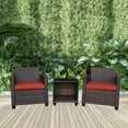 thumbnail image 1 of 3 Pieces All-Weather Wicker Patio Conversation Set, Outdoor Patio Furniture Set, Outdoor Rattan Patio Table and Chairs Set, Wicker Patio Furniture with Cushions, Table for Yard,Pool or Backyard, 1 of 5