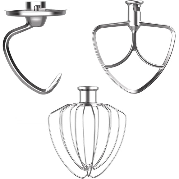 3 Pieces Baking Mixers Accessories for KitchenAid, Compatible with KitchenAid 4.5-5QT Tilt-Head Stand Mixers, K45WW & K45DH & K45B Replacement, All Stainless Steel, Dishwasher Safe
