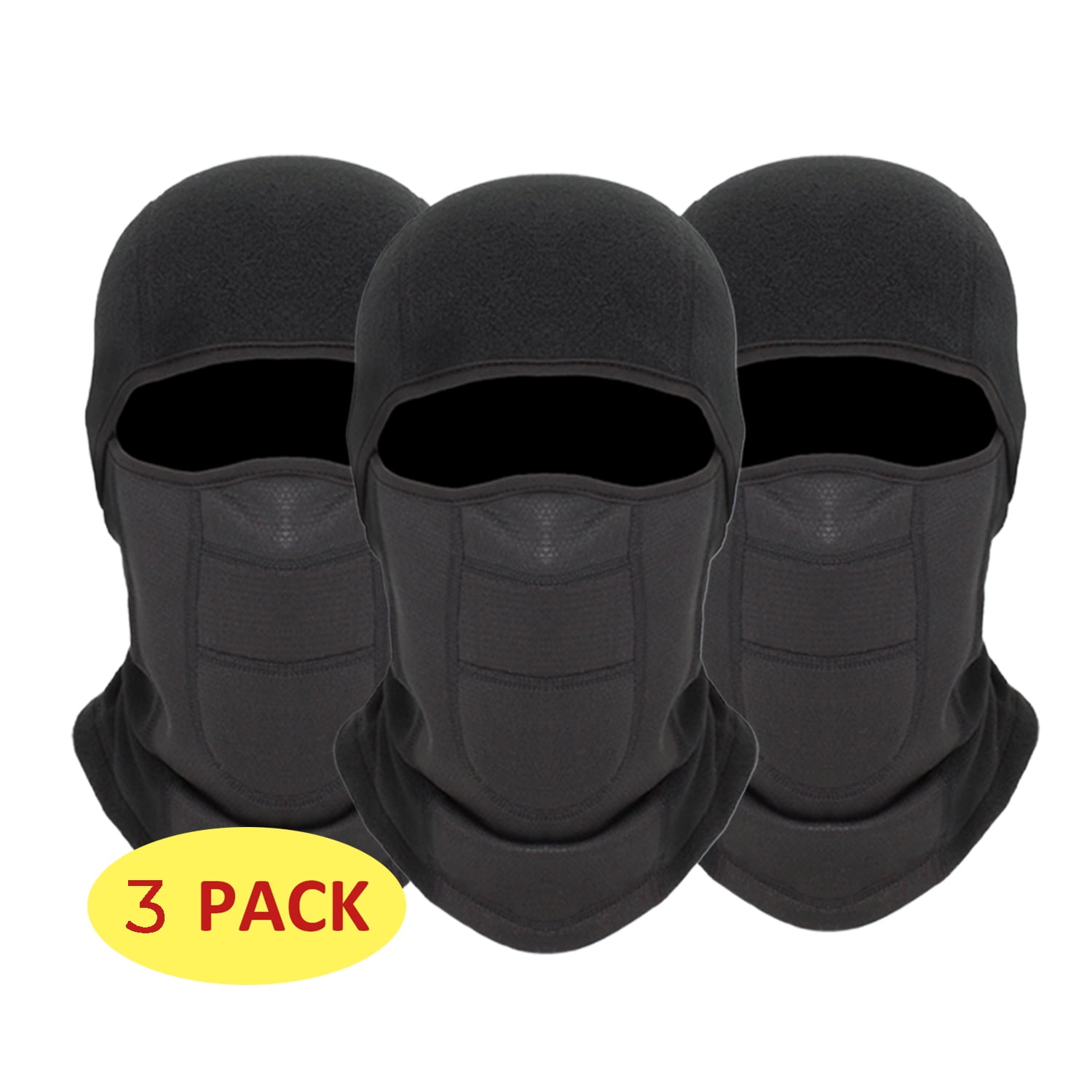 3 Pieces Balaclava Ski Mask for Men and Women Hunting Cold Weather Outdoors Black