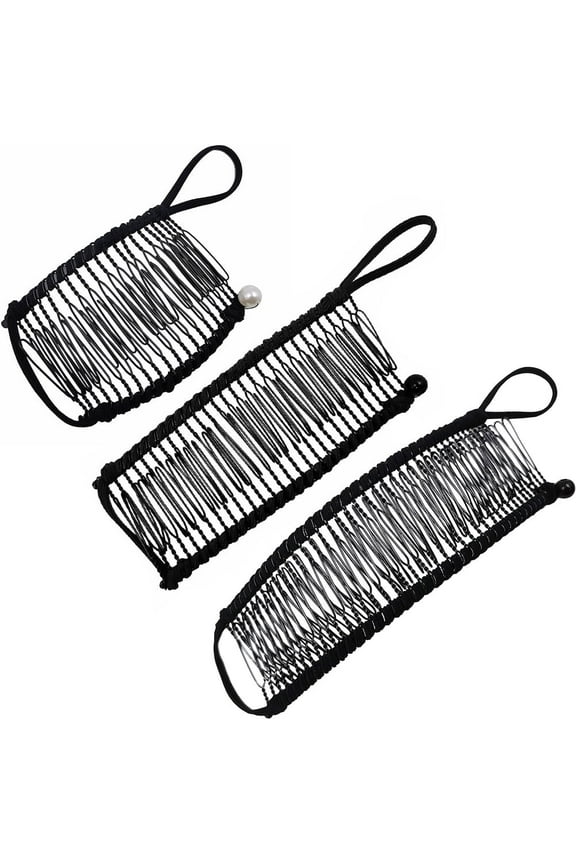 3 Pieces Banana Hair Clips Clincher Comb, Casewin Banana Hair Grip No Crease Hair Clips for Natural Curly Thick Wavy Hair Ponytail Style and Up-Do (Black)