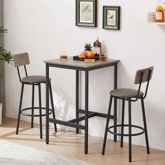 3 Pieces Kitchen Table Set, Bistro Table Set with Two Stools, 35.4 x 23.6 x 29.5" Countertop Small Dining Table Sets for 2, Counter Height Bar Table for Breakfast Nook, Kitchen, Dining Room, JA1657