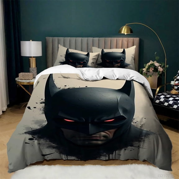 3 Pieces Bat-man Duvet Cover Bedding Set Soft Breathable Comforter Set Lightweight Quilt Cover with Pillow Sham