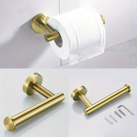3-Pieces Bathroom Hardware Set, Stainless Steel Toilet Paper Holder, Towel Ring, Robe Towel Hooks, Towel Racks Bathroom Accessories for Bathroom Wall Mounted, Brushed Silver