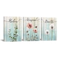 thumbnail image 1 of 3 Pieces Bathroom Picture Wall Art Abstract Flower and Leaves Painting Relax Unwind Breathe Signs Poster Canvas Print Artwork Framed for Bar Bedroom Each Panel 12x16 Inches （Green）, 1 of 6