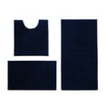 thumbnail image 1 of 3 Pieces Bathroom Rug Set, Ultra Soft Non Slip Bath Rug and Absorbent Chenille Bath Mat, U-Shaped Toilet Bathroom Rugs, Plush Bath Mats for Bathroom, Tub, Shower, Dark Blue, 1 of 11