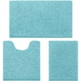 thumbnail image 1 of 3 Pieces Bathroom Rugs, Ultra Soft Non Slip Absorbent Chenille Toilet Bath Mat Set (Aqua Blue), 1 of 6