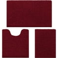 thumbnail image 1 of 3 Pieces Bathroom Rugs, Ultra Soft Non Slip Absorbent Chenille Toilet Bath Mat Set (Burgundy), 1 of 6