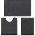 thumbnail image 1 of 3 Pieces Bathroom Rugs, Ultra Soft Non Slip Absorbent Chenille Toilet Bath Mat Set (Charcoal/Dark Grey), 1 of 6
