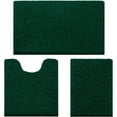 thumbnail image 1 of 3 Pieces Bathroom Rugs, Ultra Soft Non Slip Absorbent Chenille Toilet Bath Mat Set (Dark Green), 1 of 6