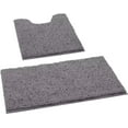 thumbnail image 1 of 3 Pieces Bathroom Rugs, Ultra Soft Non Slip Absorbent Chenille Toilet Bath Mat Set (Grey), 1 of 4
