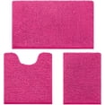 thumbnail image 1 of 3 Pieces Bathroom Rugs, Ultra Soft Non Slip Absorbent Chenille Toilet Bath Mat Set (Hot Pink), 1 of 6