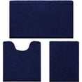 thumbnail image 1 of 3 Pieces Bathroom Rugs, Ultra Soft Non Slip Absorbent Chenille Toilet Bath Mat Set (Navy Blue), 1 of 6