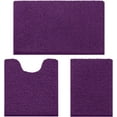 thumbnail image 1 of 3 Pieces Bathroom Rugs, Ultra Soft Non Slip Absorbent Chenille Toilet Bath Mat Set (Purple), 1 of 6